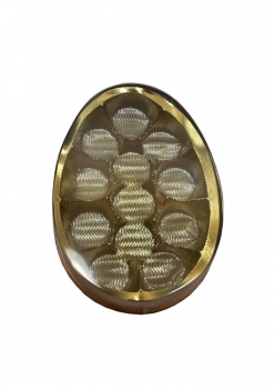 Klarsichtschachtel oval gold/ transparent mit Einlage gold für 12 Pralinen
